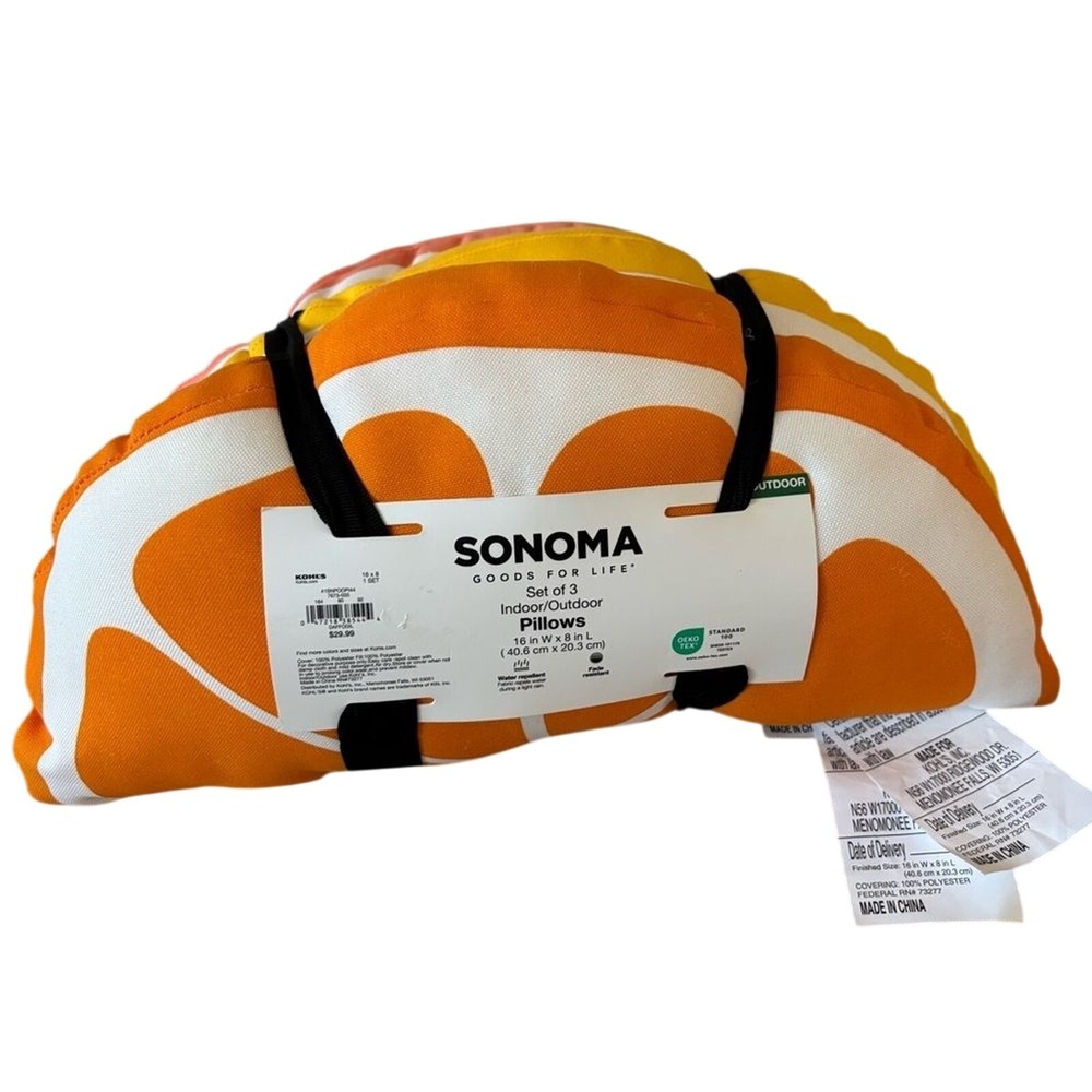 Sonoma Outdoor Orange Slices Throw Pillows in Vibrant Orange, Yellow & Peach 7"
